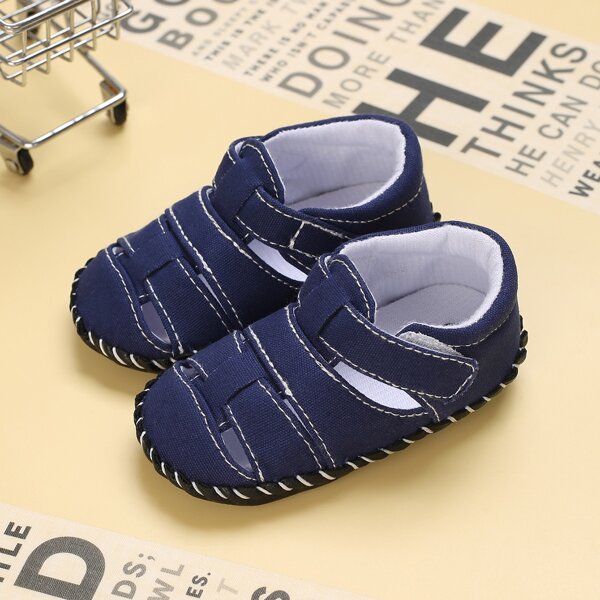 

Baby Velcro Strap Hollow Out Design Strappy Sandals, Blue