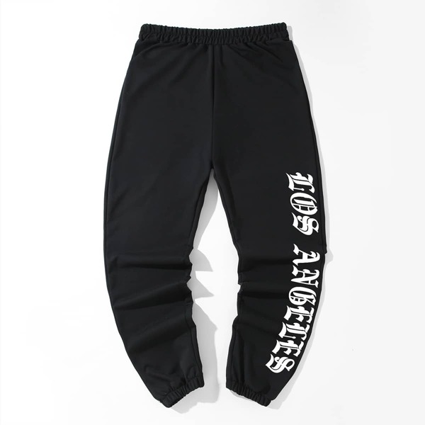 

Men Letter Graphic Sweatpants, Black