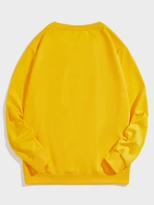 Manfinity 男士字母和圖形圖形運動衫 - 黃色 - 查看 2