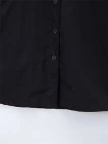 Boys Lapel Neck Button Front Coat - Black - View 3