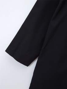 Boys Lapel Neck Button Front Coat - Black - View 5