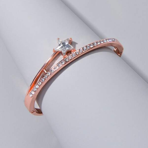 

Rhinestone Decor Bangle, Rose gold
