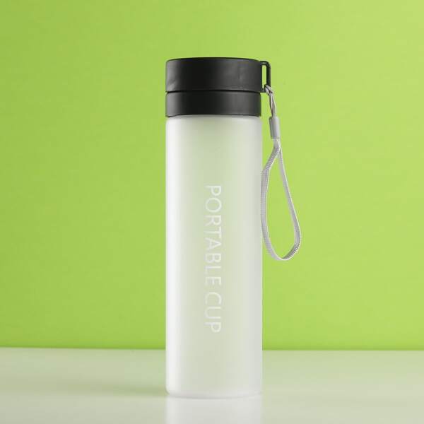 

1pc Portable Frosted Water Bottle, Black