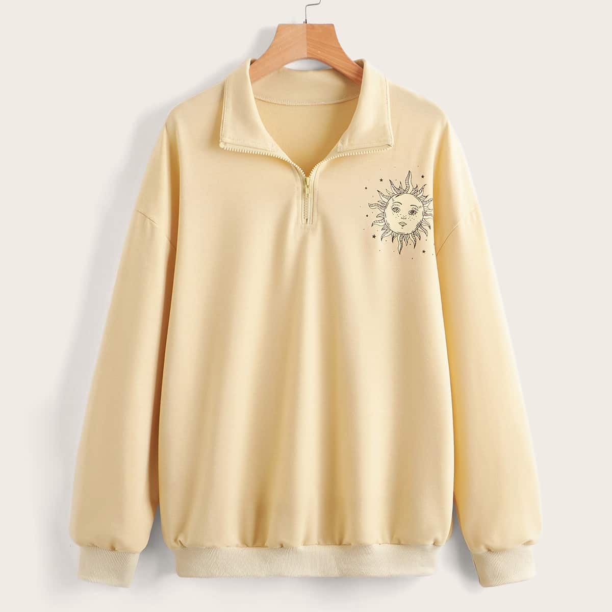 

Sun Graphic Polo Sweatshirt, Apricot