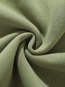 SHEIN LUNE Solid Drop Shoulder Thermal Lined Sweatshirt,Long Sleeve Tops Graduation,Back To School Outfits,Graduation,Teacher Outfits For Women,Back To School Pullover Fall Outfit - Army Green - View 5