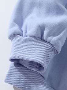 SHEIN EZwear Solid Drop Shoulder Thermal Lined Sweatshirt - Lilac Purple - View 4