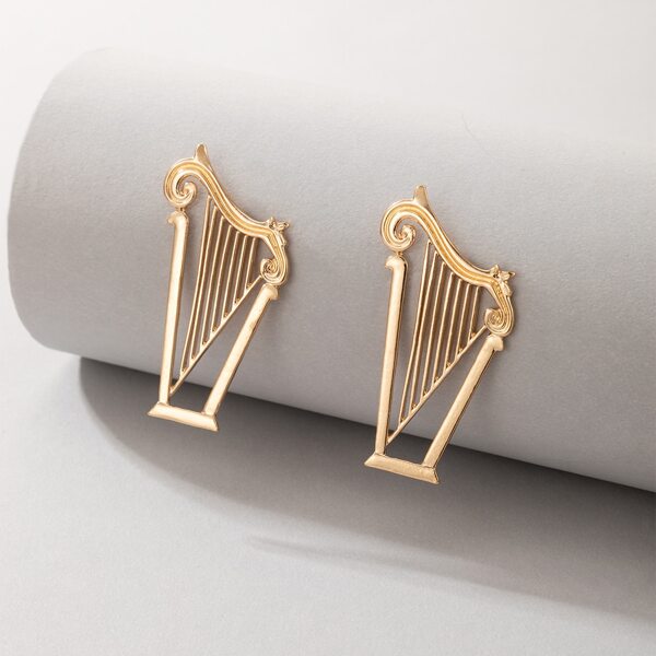 

Musical Instrument Stud Earrings, Gold