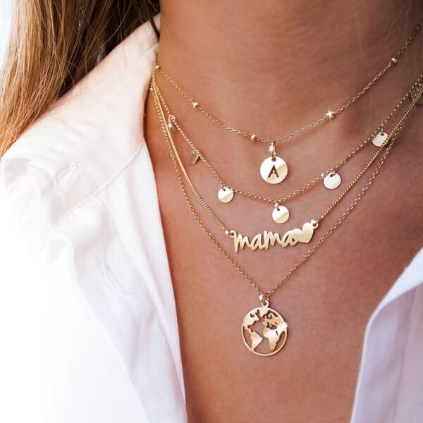 

Disc Pendant Layered Necklace, Gold
