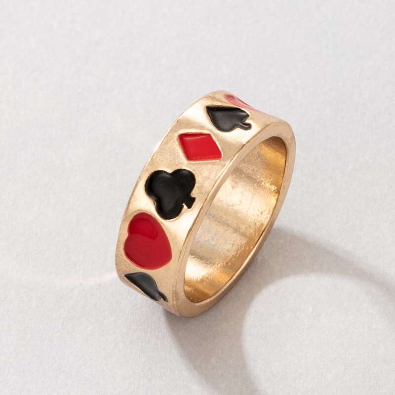 

Playing Card Decor Ring, Gold