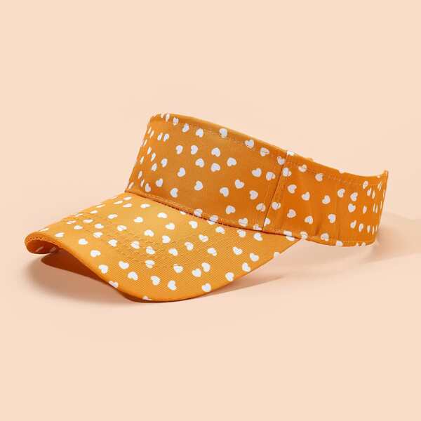 

Heart Print Visor Hat, Yellow