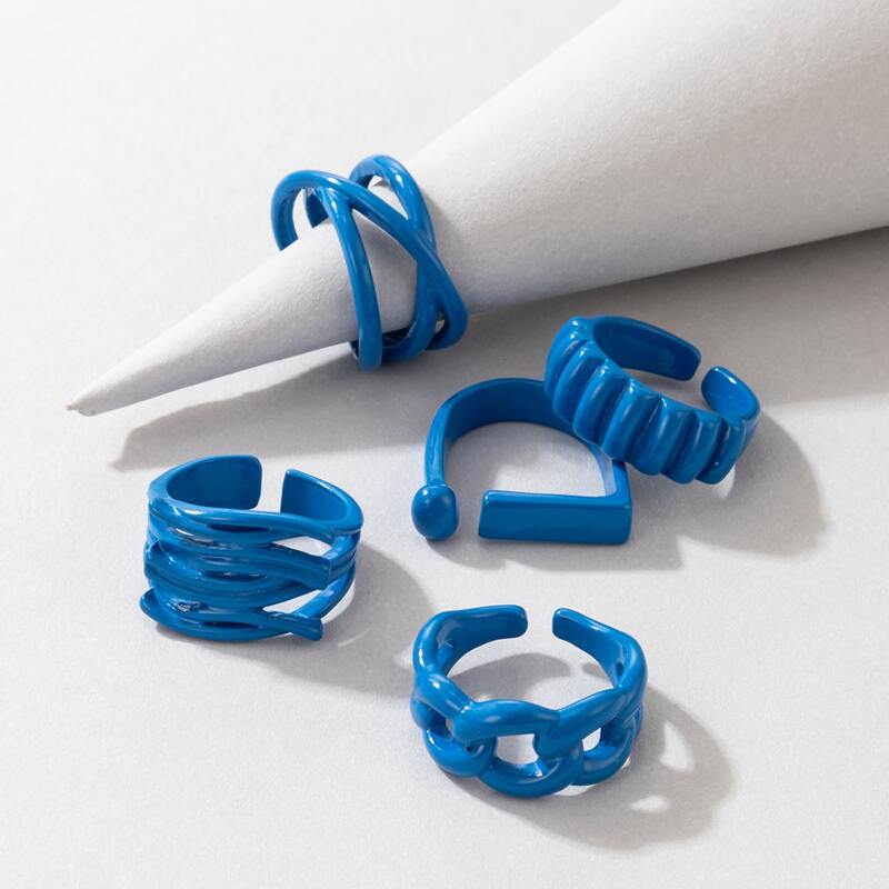 

5pcs Simple Ring, Blue