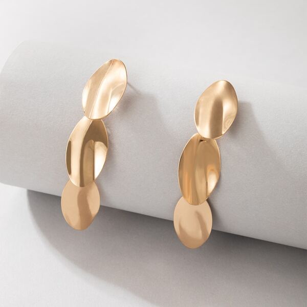 

Oval Drop Earrings, Gold