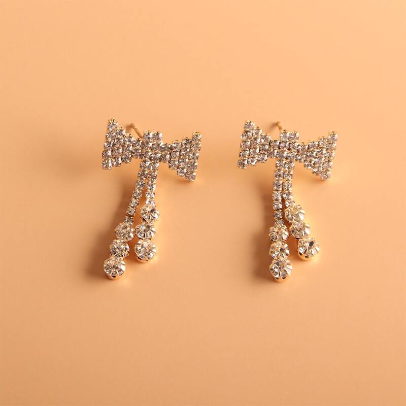 

Rhinestone Decor Earrings, Gold