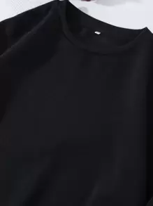 SHEIN LUNE Solid Drop Shoulder Thermal Lined Sweatshirt