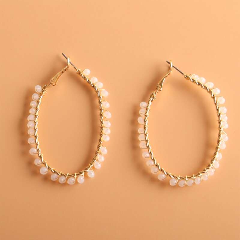 

Crystal Decor Hoop Earrings, White