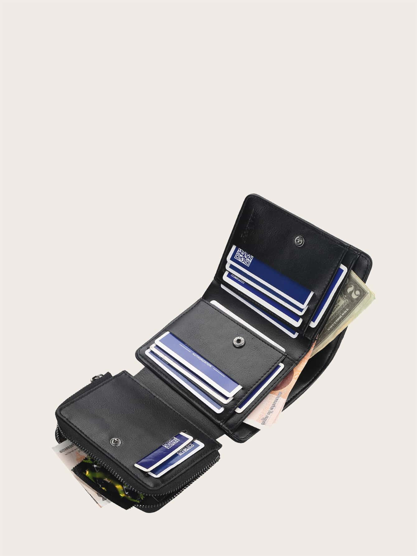 Baellerry Men Letter Graphic Fold Over Credit Card Pocket Wallet Tri-Fold ID Window Men Women Wallet Dad Gifts Multi Layer Tri-Fold Portable Minimalist Fashion Modern Business Anniversary On Valentine Day For Birthday Gift Male Men Women Wallet Men Women Wallet Men's Wallet Teacher Gifts Gift For Boyfriend Husband Gifts Uncle Gifts Gifts For Brothers Man Gift Ideals Gift Bag Present School Supplies Teacher Gifts Back To School For Men Wallet Purse Wallet Small Wallet Men Wallet Leather - Black - View 1