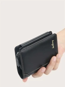 Baellerry Men Letter Graphic Fold Over Credit Card Pocket Wallet Tri-Fold ID Window Men Women Wallet Dad Gifts Multi Layer Tri-Fold Portable Minimalist Fashion Modern Business Anniversary On Valentine Day For Birthday Gift Male Men Women Wallet Men Women Wallet Men's Wallet Teacher Gifts Gift For Boyfriend Husband Gifts Uncle Gifts Gifts For Brothers Man Gift Ideals Gift Bag Present School Supplies Teacher Gifts Back To School For Men Wallet Purse Wallet Small Wallet Men Wallet Leather - Black - View 2