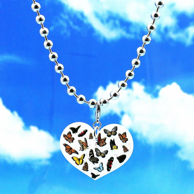 

Butterfly Graphic Pendant Necklace, Silver