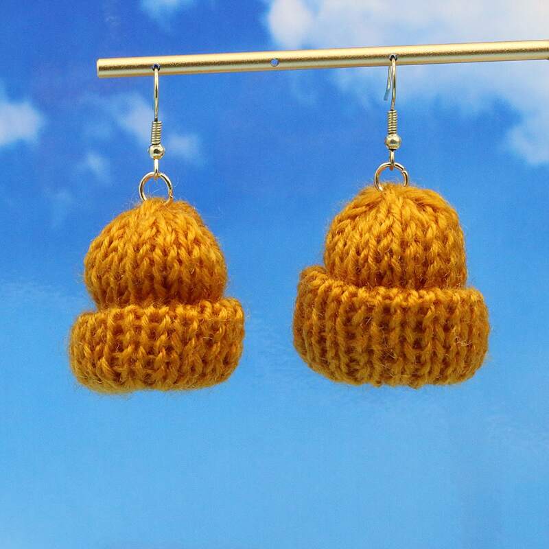 

Knit Beanie Drop Earrings, Yellow