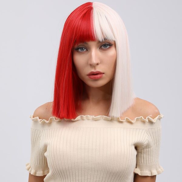 

Two Tone Short Wig With Bangs, Multicolor