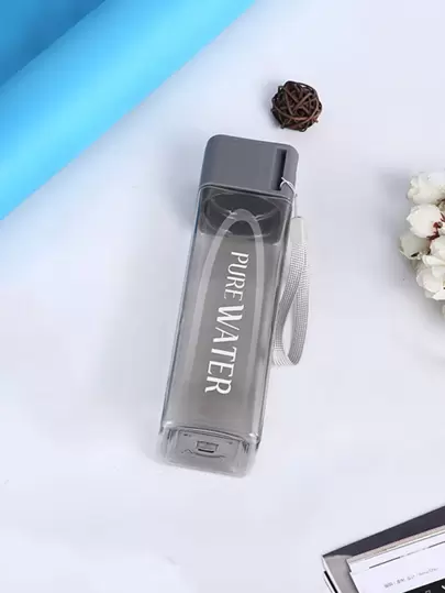 1 pieza Vaso cuadrado de plástico, sencillo y personalizado, taza portátil, botella de agua