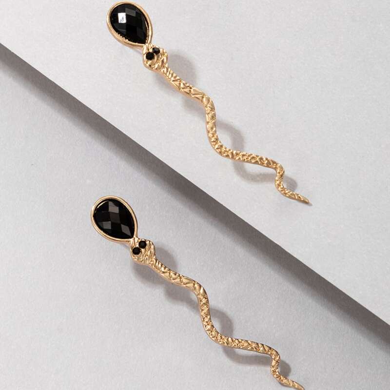 

Serpentine Drop Earrings, Gold