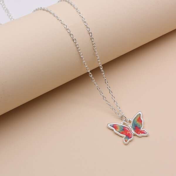 

Girls Butterfly Pendant Necklace, Multicolor