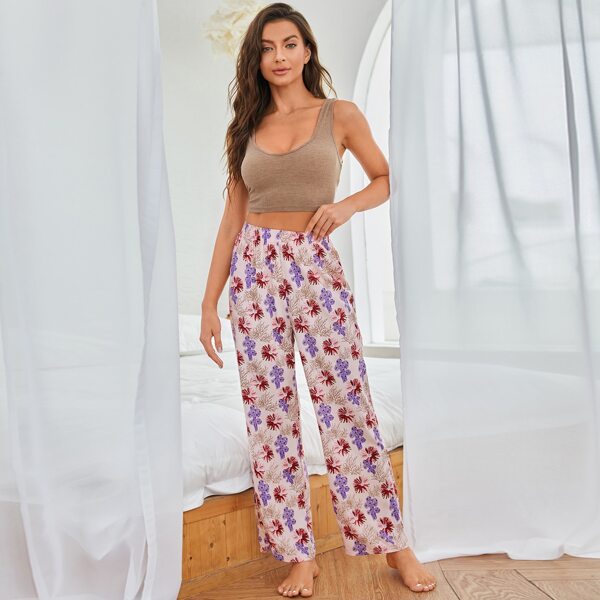 

Crop Tank Top & Floral Pants Pajama Set, Multicolor
