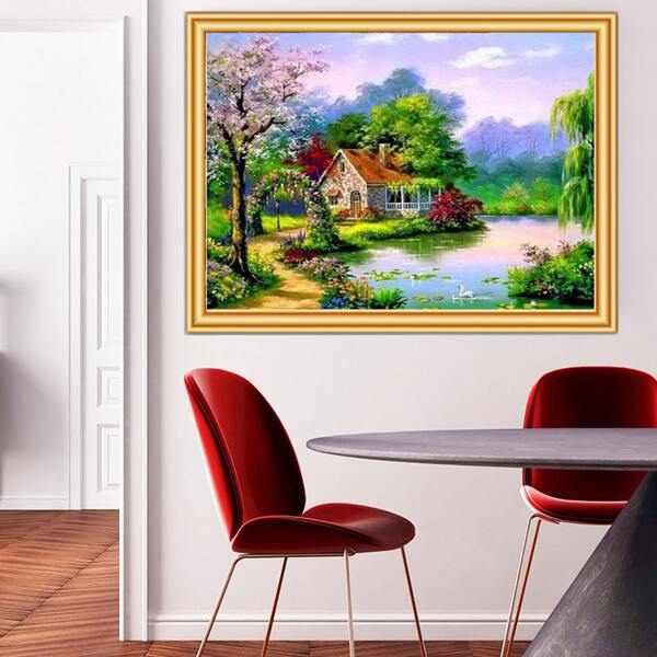 

Landscape Print DIY Diamond Unframed Painting, Multicolor