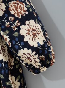 Toddler Girls Floral Print Bishop Sleeve Dress & Vest Jacket