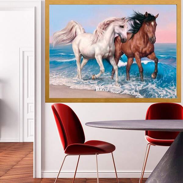 

Horse Print DIY Diamond Unframed Painting, Multicolor