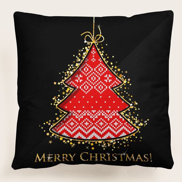 

Christmas Tree Cushion Cover Without Filler, Multicolor