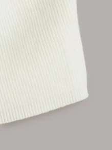SHEIN EZwear 十字交叉吊脖針織上衣 - 米色 - 查看 4