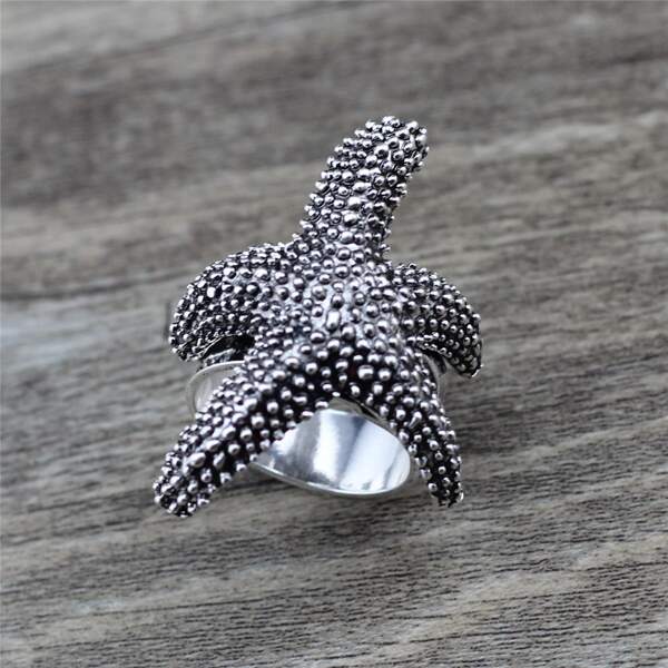 

Starfish Decor Ring, Antique silver
