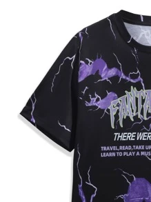 Manfinity EMRG Men Lightning & Slogan Graphic Tee - Black - View 3