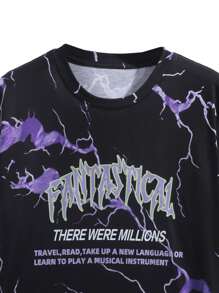 Manfinity EMRG Men Lightning & Slogan Graphic Tee - Black - View 4