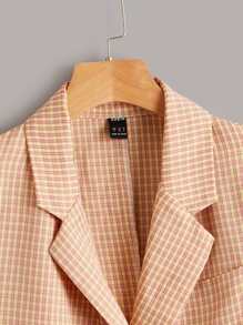 SHEIN Unity Lapel Neck Plaid Panel Colourblock Blazer - Multicolor - View 3