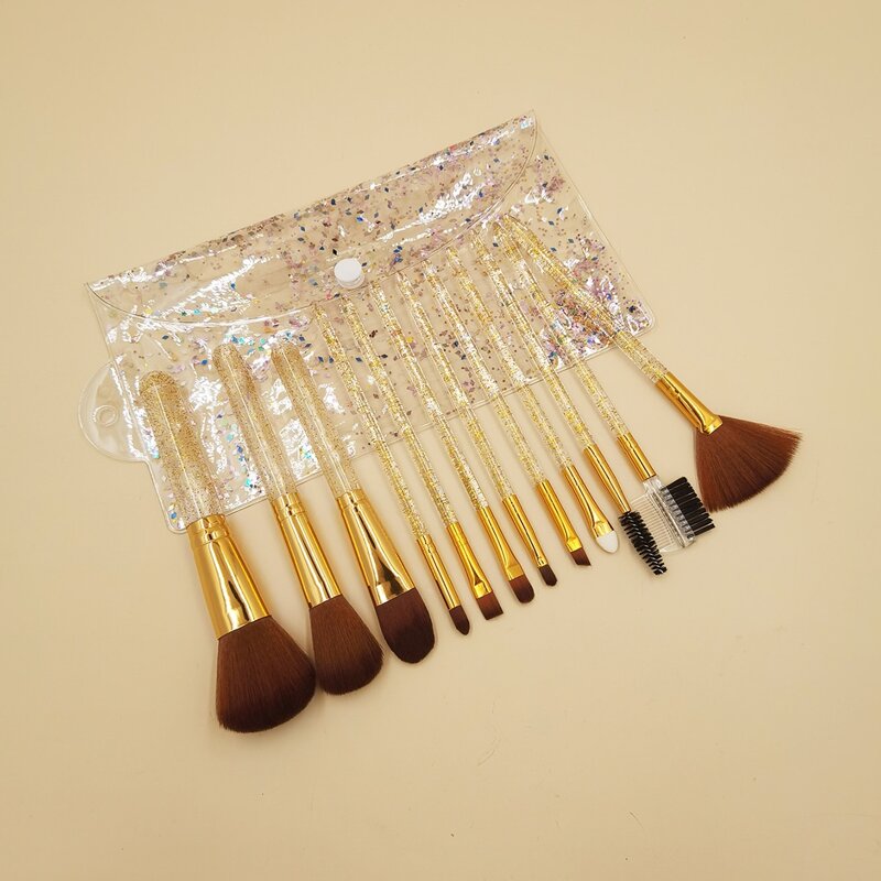 

12pcs Makeup Brush With Storage Bag, Gold