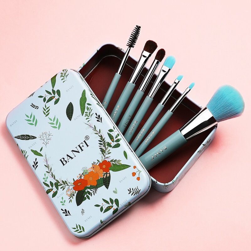 

7pcs Makeup Brush With Box, Blue