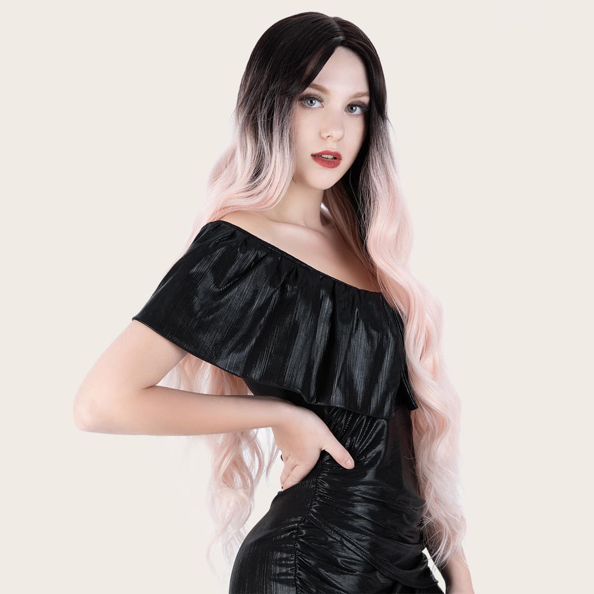 

Natural Long Curly Ombre Wig, Multicolor