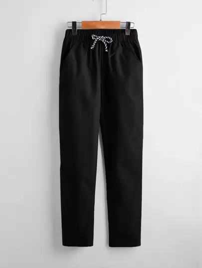 Boys Slant Pocket Solid Trousers