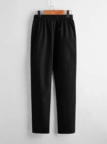 Boys Slant Pocket Solid Trousers - Black - View 2