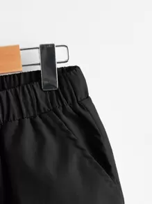 Boys Slant Pocket Solid Trousers - Black - View 3