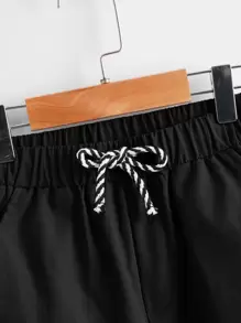 Boys Slant Pocket Solid Trousers - Black - View 4