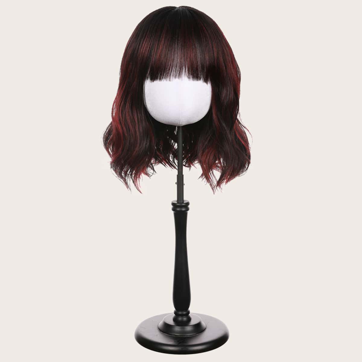 

Natural Short Curly Wig With Bangs, Multicolor