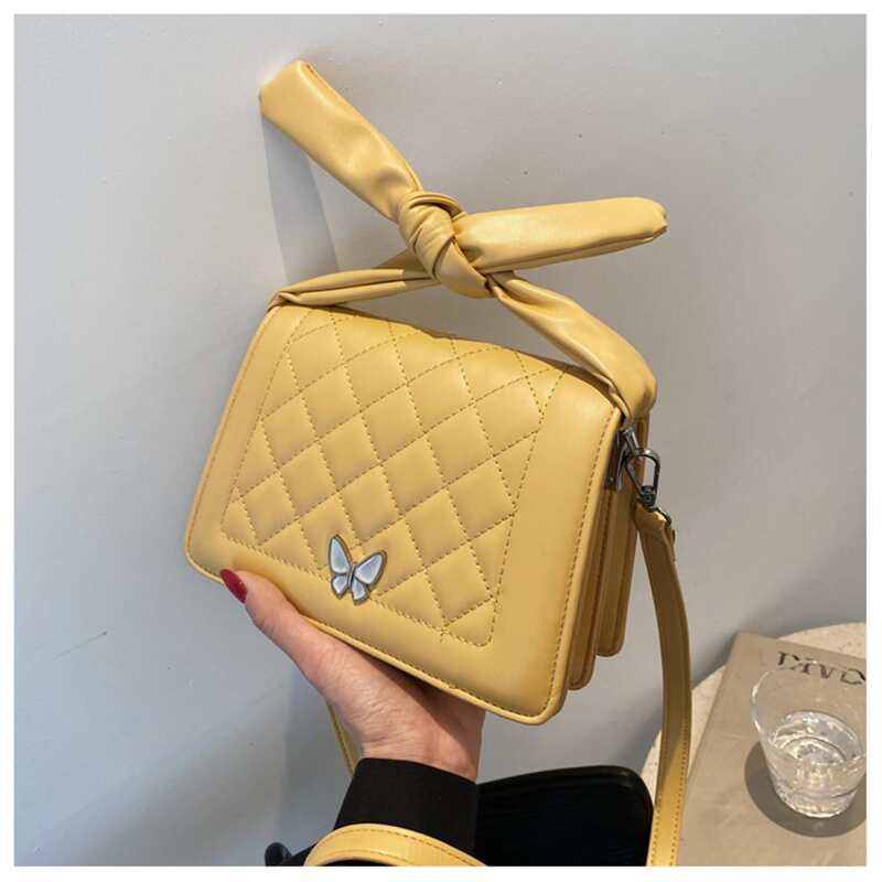 

Quilted Flap Satchel Bag, Yellow