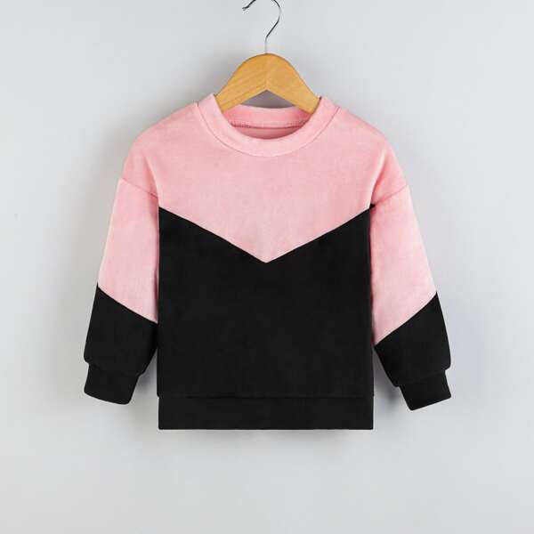 

Toddler Girls Colorblock Drop Shoulder Sweatshirt, Multicolor