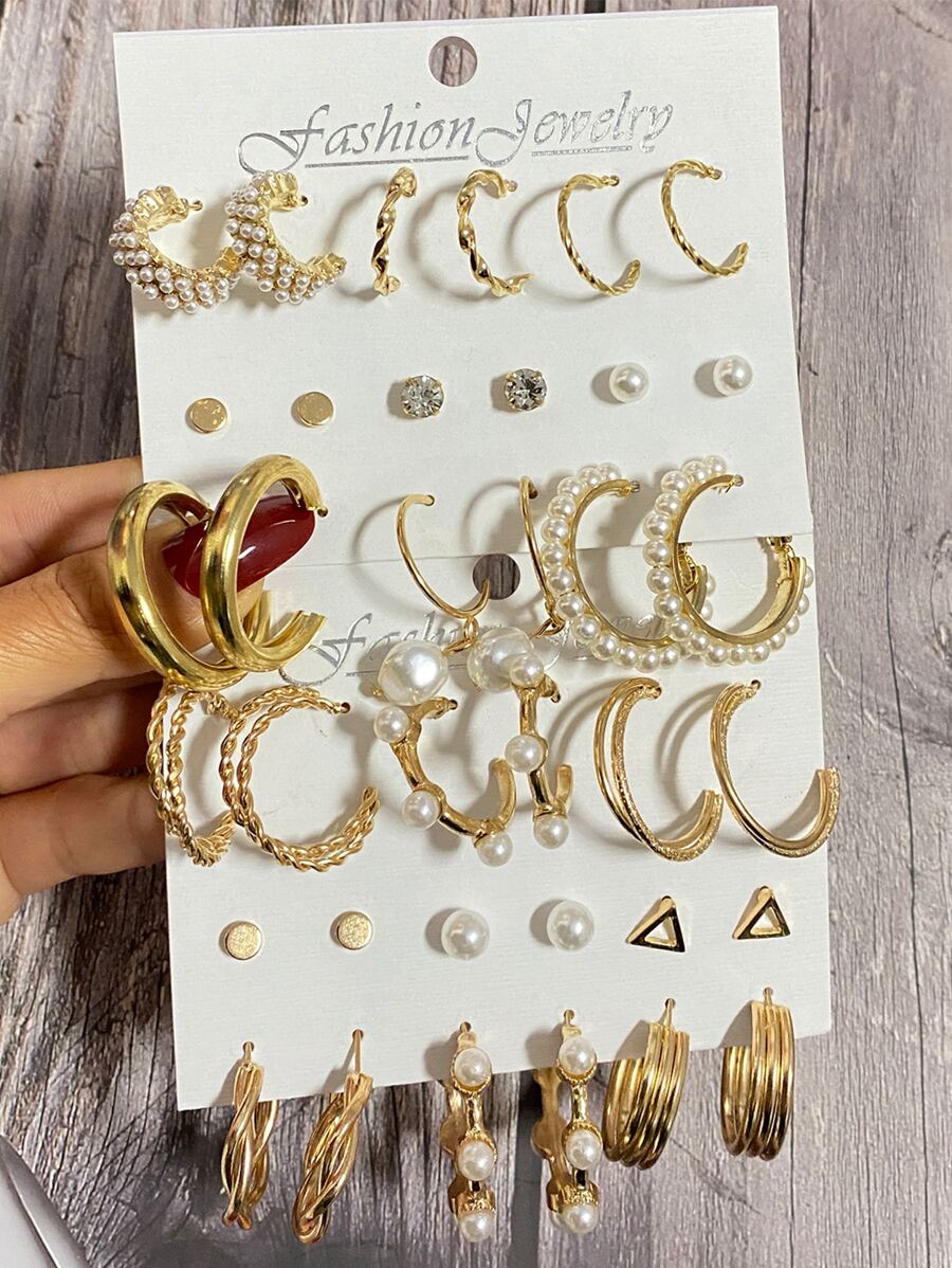 18對人造珍珠裝飾耳環