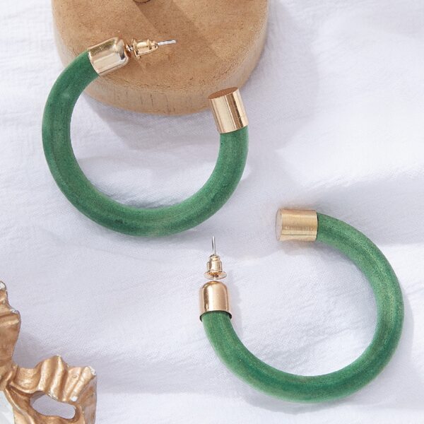 

Cuff Hoop Earrings, Dark green
