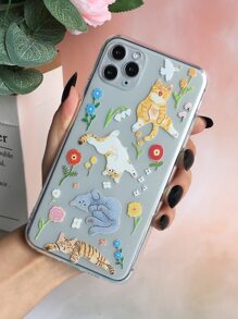 可爱夏日卡通猫透明手机壳适用于 iPhone 11、iPhone 13、iPhone 14 Pro Max - 彩色 - 查看 2